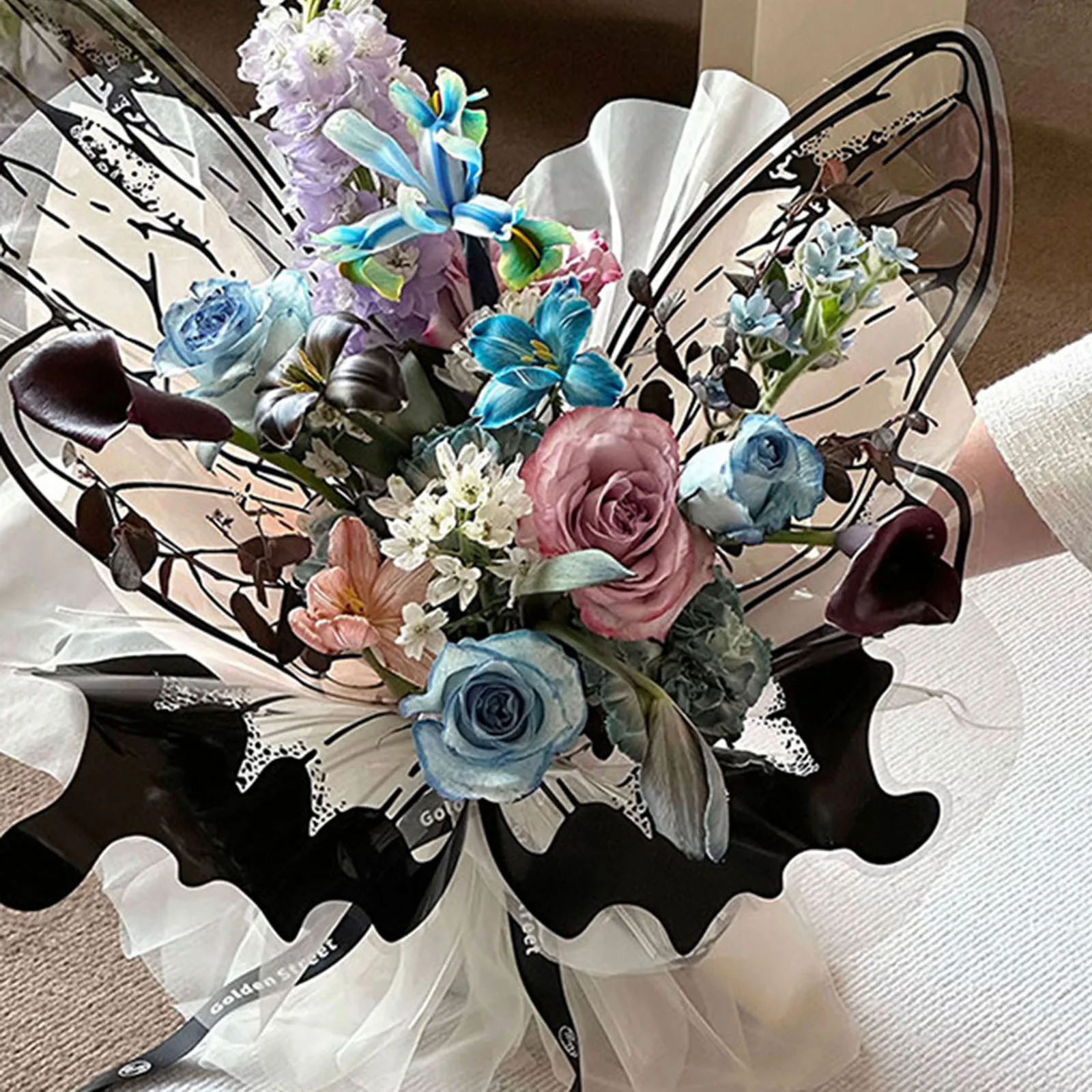 80Pcs/Set Flower Wrapping Papers Butterfly Wing Bouquet Packing Paper Fashion DIY Crafts for Wedding Party Birthday Decoration