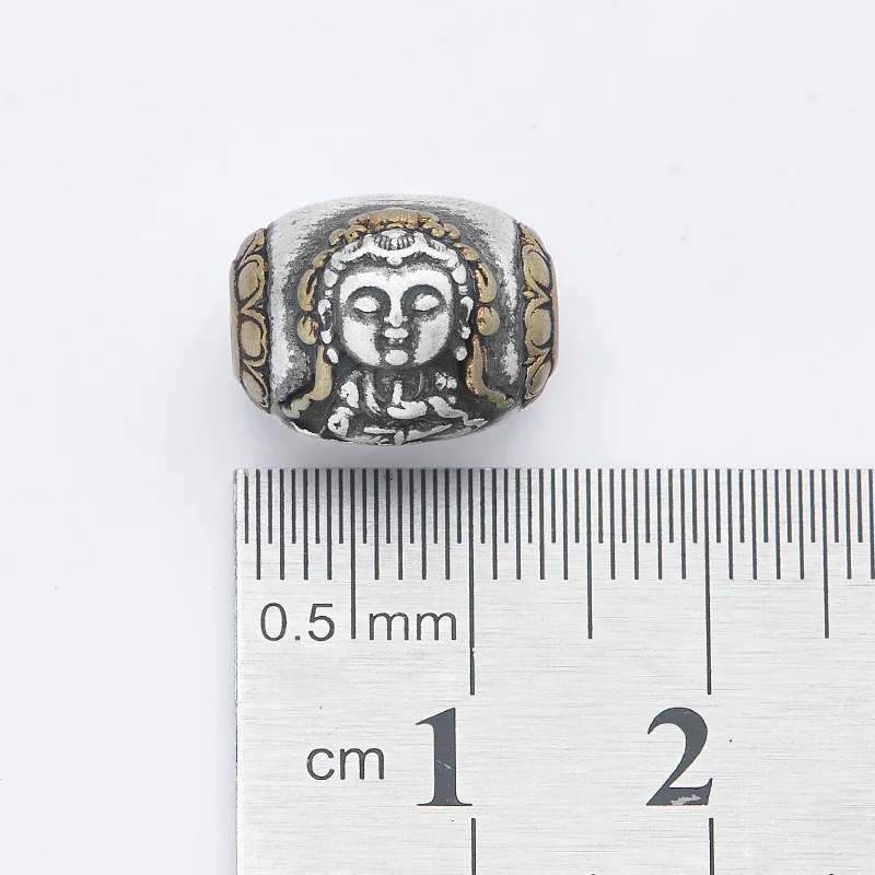 100% 925 Silver Tibetan Buddha Bead Sterling Buddhist Buddha Statue Loose Beads Good Luck Jewelry Findings