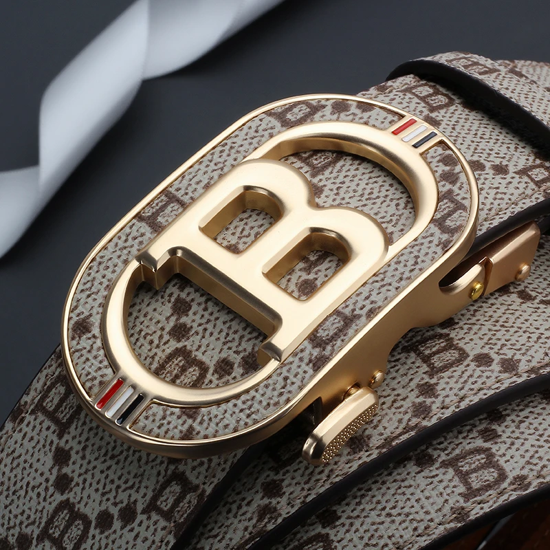 패션 B 레터 자동 버클 벨트 남성용 모노그램 프린트 - Leather Works Belt 리뷰 및 가격