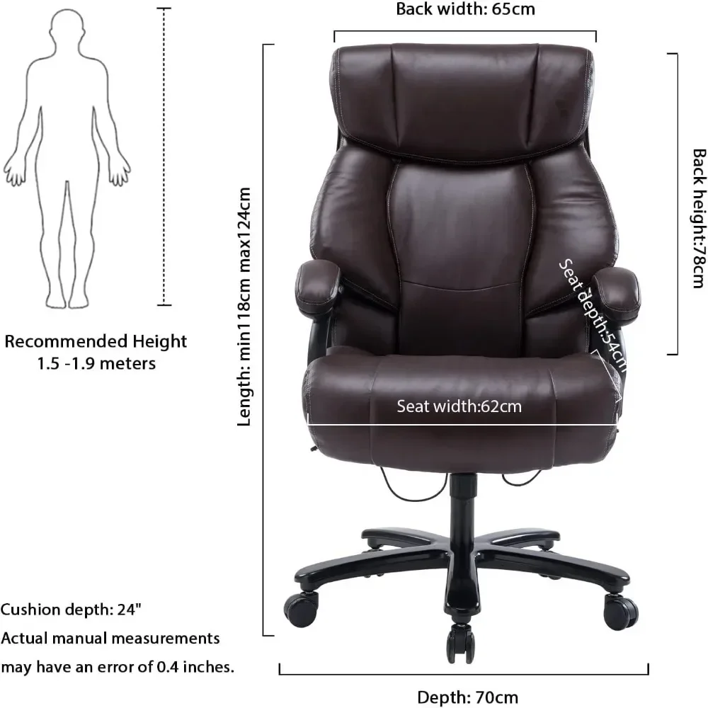 Big and Tall Office Chair 500IBS, Managerial Chairs & Executive Chairs Giant Tall Office Chair Adjustable Computer Chair