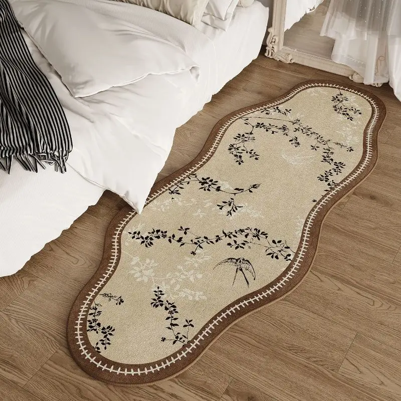 New Chinese Style Special-Shaped Plush Long Carpet, Bedside Blanket for Bedroom, Bay Window Pad Soft Anti-Slip Carpet Home Decor