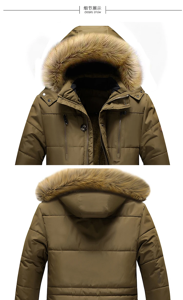Men Winter Coat New Windproof Fleece Warm Thick Jacket Parkas Oversize Men Fashion Hooded Fur Collar Jacket Classic Casual Parka