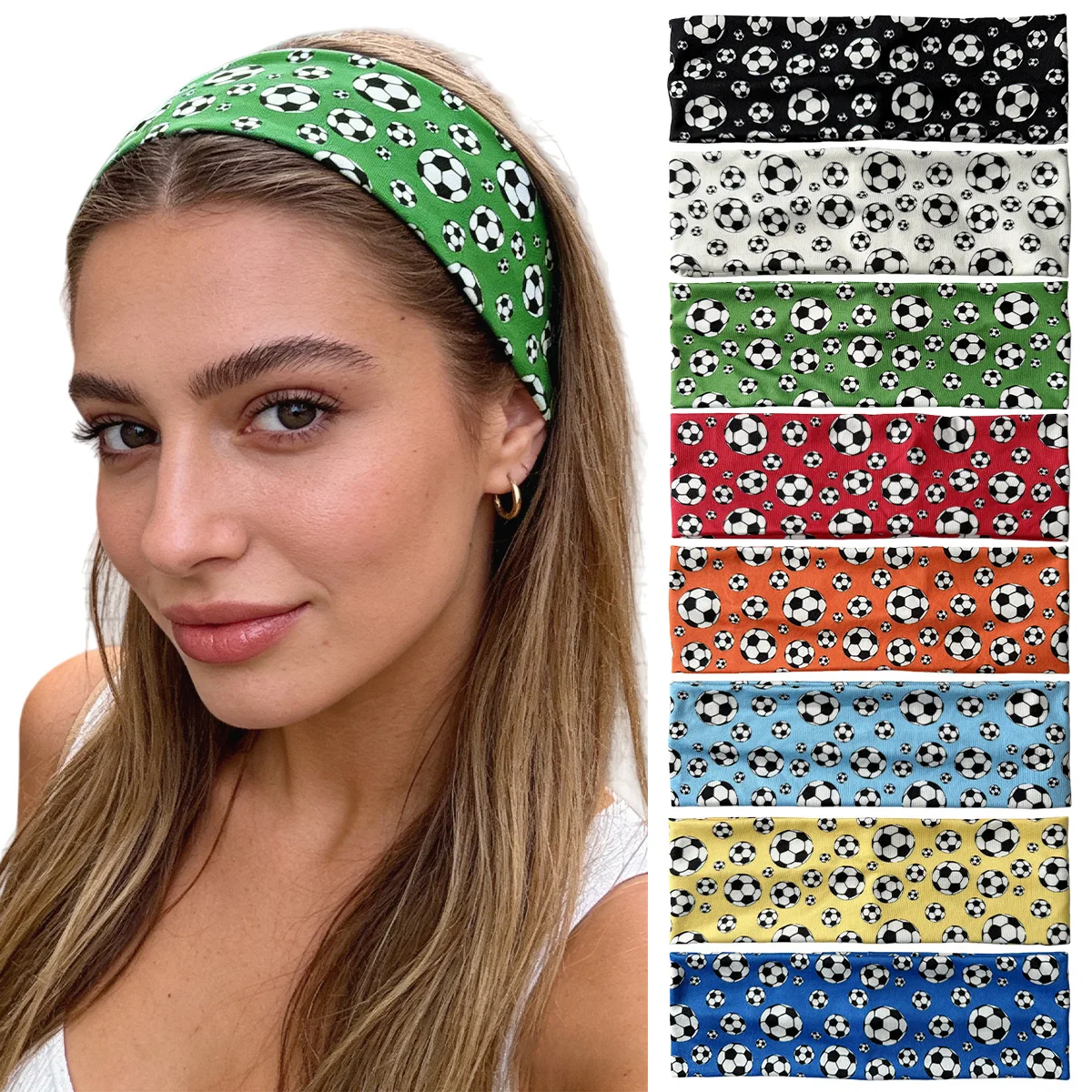 

Football Print Headband World Cup Cheering Head Scarf Elastic Sports Headband Unisex Antiperspirant Hairband Styling Accessories