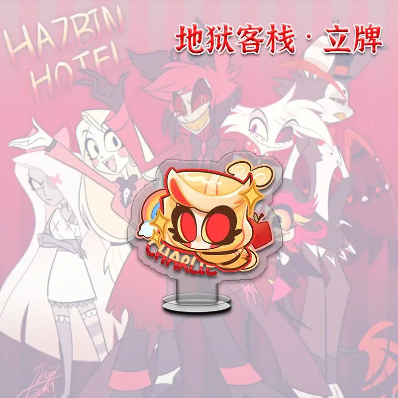 Dessin animé Hazbin hôtel Vox Charlie Morningstar Vaggie ange poussière Alastor coquille acrylique plaques sur pied décoration de bureau