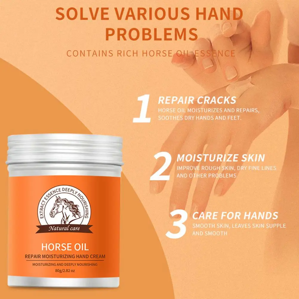 80g Horse Oil Anti-Drying Crack Foot Cream Heel Cracked Repair Hand Skin Cream Cream 1pcs Care Removal Dead Heel Feet L0D6