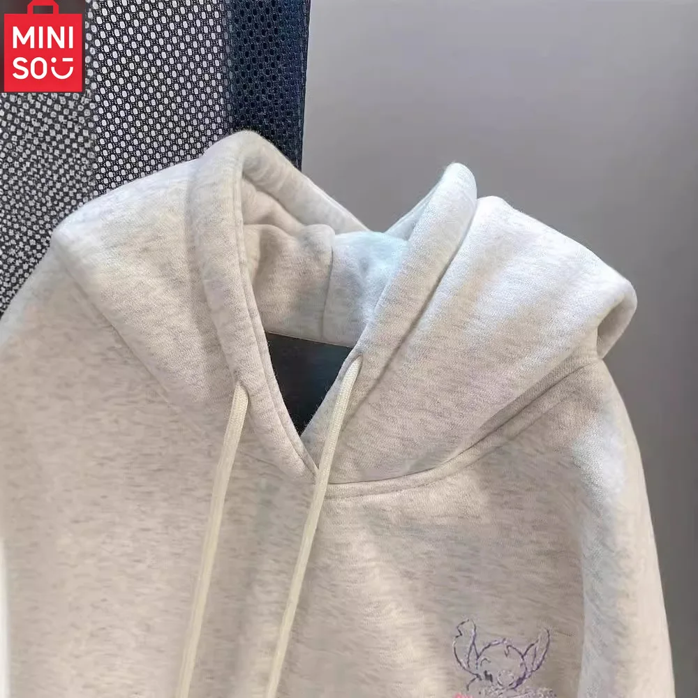 MINISO جديد حسن المظهر غرزة مقنعين سترة الصوف سميكة فضفاضة كسول الرياح الخريف والشتاء للجنسين