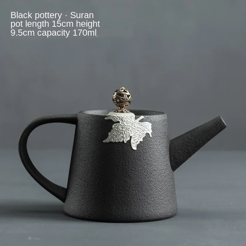 Simple Black Pottery Tea Pot Ceramic Single Teapot Japanese Style Teapot Large Size Retro Stoneware Porcelain Teapot  Tea Pots