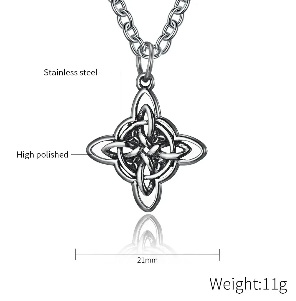 Vintage Irish Celtics Trinity Love Knot Pendant Triquetra Necklaces for Men Woman Stainless Steel Retro Jewelry