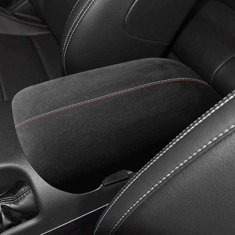 For Mustang Car Seat Armrest Box Boot Cover Decorative Trim Sticker Made of Alcantara  Interior Performance Tuning Accessories