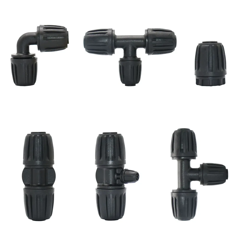 

20mm PE Pipe Fittings Tee Elbow End Plug 20mm To 16mm 4/7mm Reducing Barb Connector Garden Hose Splitter Coupling