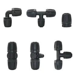 20mm PE Pipe Fittings Tee Elbow End Plug 20mm To 16mm 4/7mm Reducing Barb Connector Garden Hose Splitter Coupling