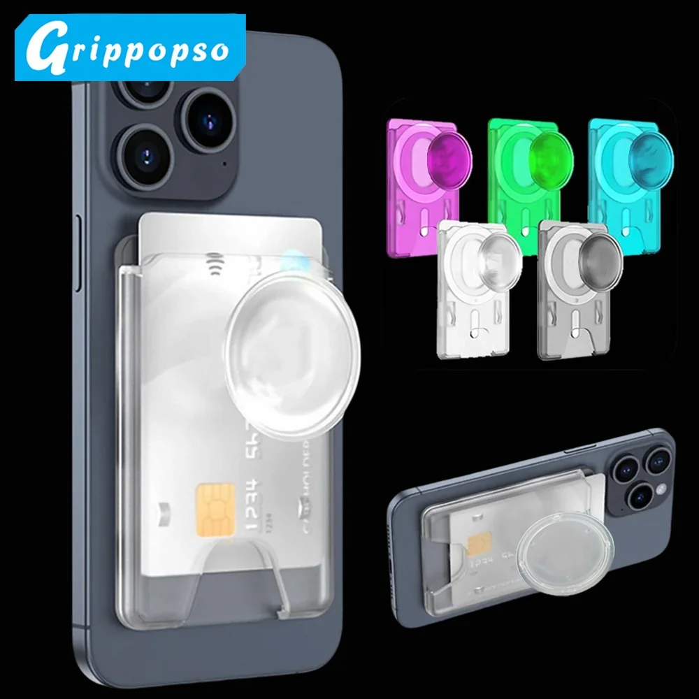 Grippopso For MagSafe Wallet Magentic Phone Card Grip Holder, 2 w 1 Wallet For iPhone 15 Pro Max 14 13 Or Samsung Stand