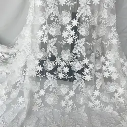 White 3D milk silk embroidered lace fabric,women's Dress Wedding Dress Material,sewing cloth