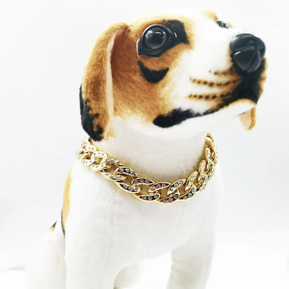 Dog Collar Full Diamond Large Gold Chain Cuban Chain Necklace Accesorios Para Perros Luxury Dog Collar Para Perro Dog Supplies