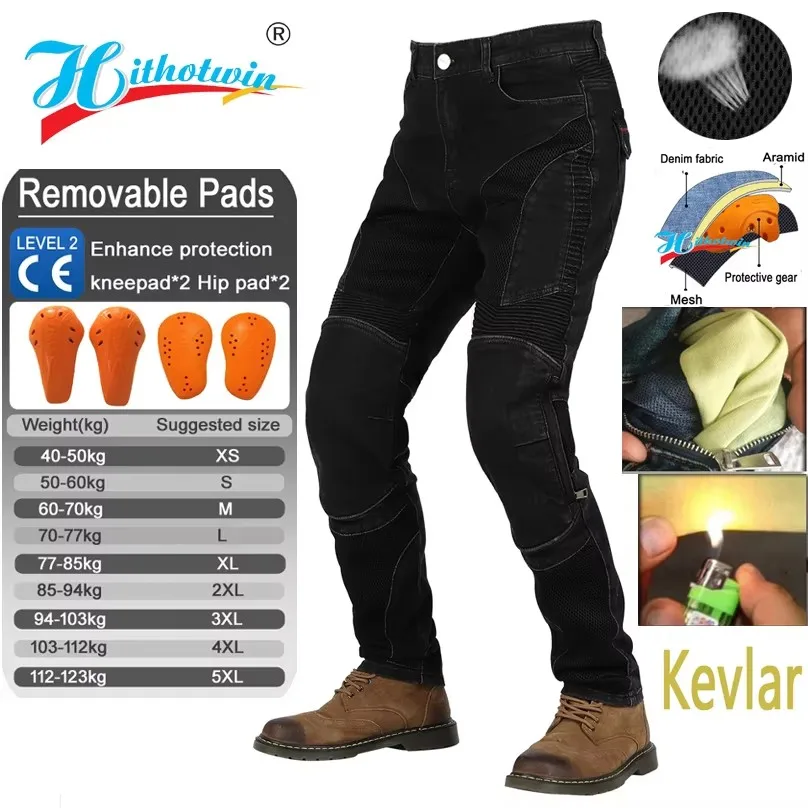 

Aramid Fiber Protective KEVLAR Riding Jeans for Men Women Summer Motorcycle Pants Motocross Gear