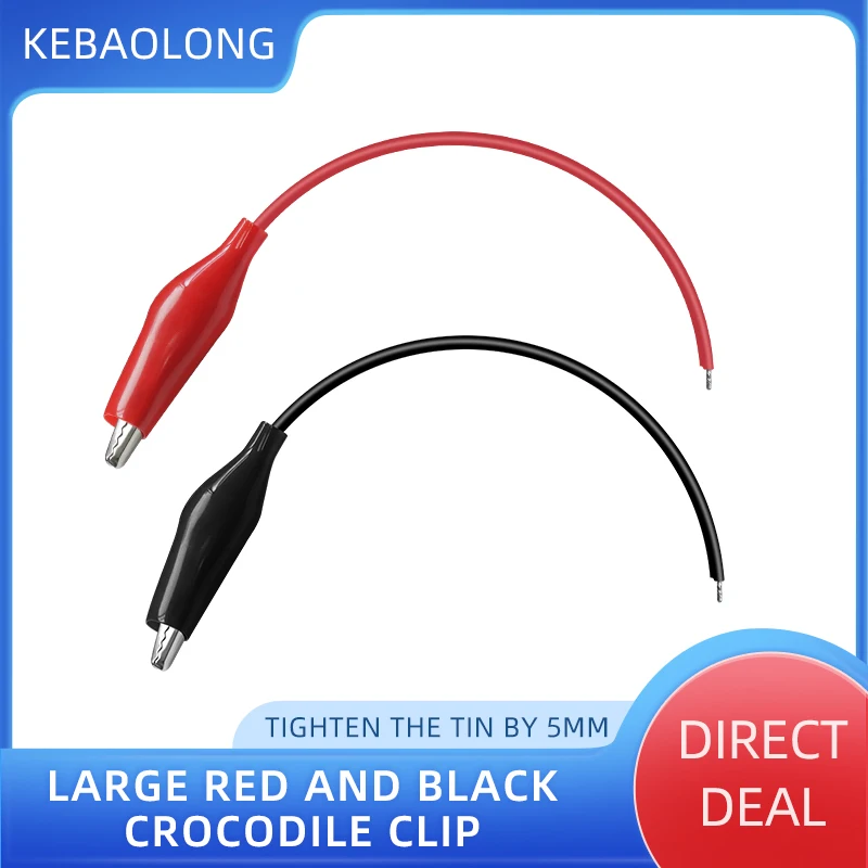 kebaolong single head red and black sheathed alligator charging clip experimental test circuit wire power cord