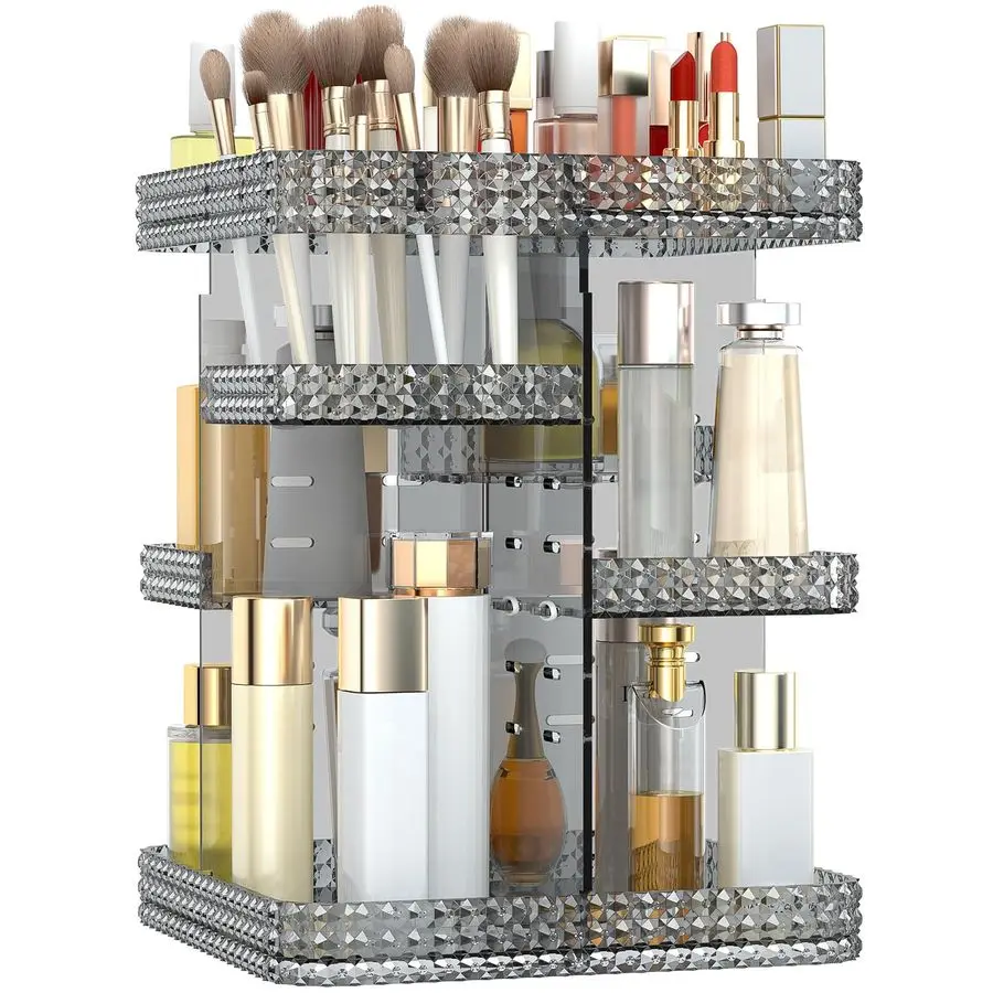 

Makeup Organizer, Large Capacity Cosmetic Display Case, Acrylic Skincare Organizer with Makeup Brush, Makeup Storage Organizer f