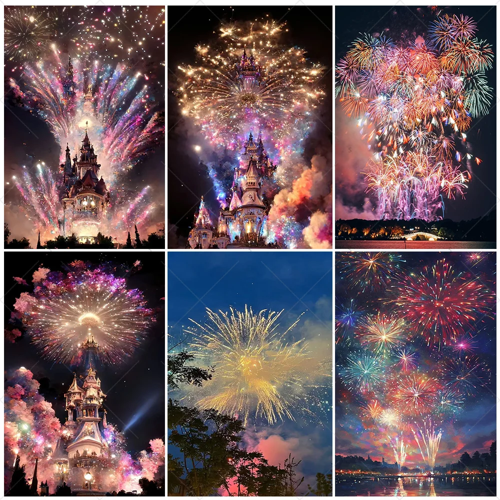 

Brilliant Firework Castle Photography Background Supplies Colorfu Firework Bedroom Door Banner Party Decor Backdrops Photo Prop
