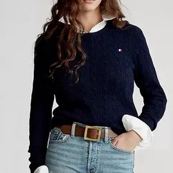 Pull torsadé à col rond pour femmes, vêtements de marque, début de la journée, 2022 coton, RL8519, 100%