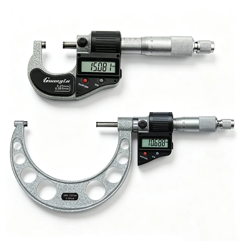 Guanglu 0–25/25–50/50–75/75–100mm Digital Outside Micrometer Resolution 0.001mm Measure Workpiece Outer Diameter & Thickness