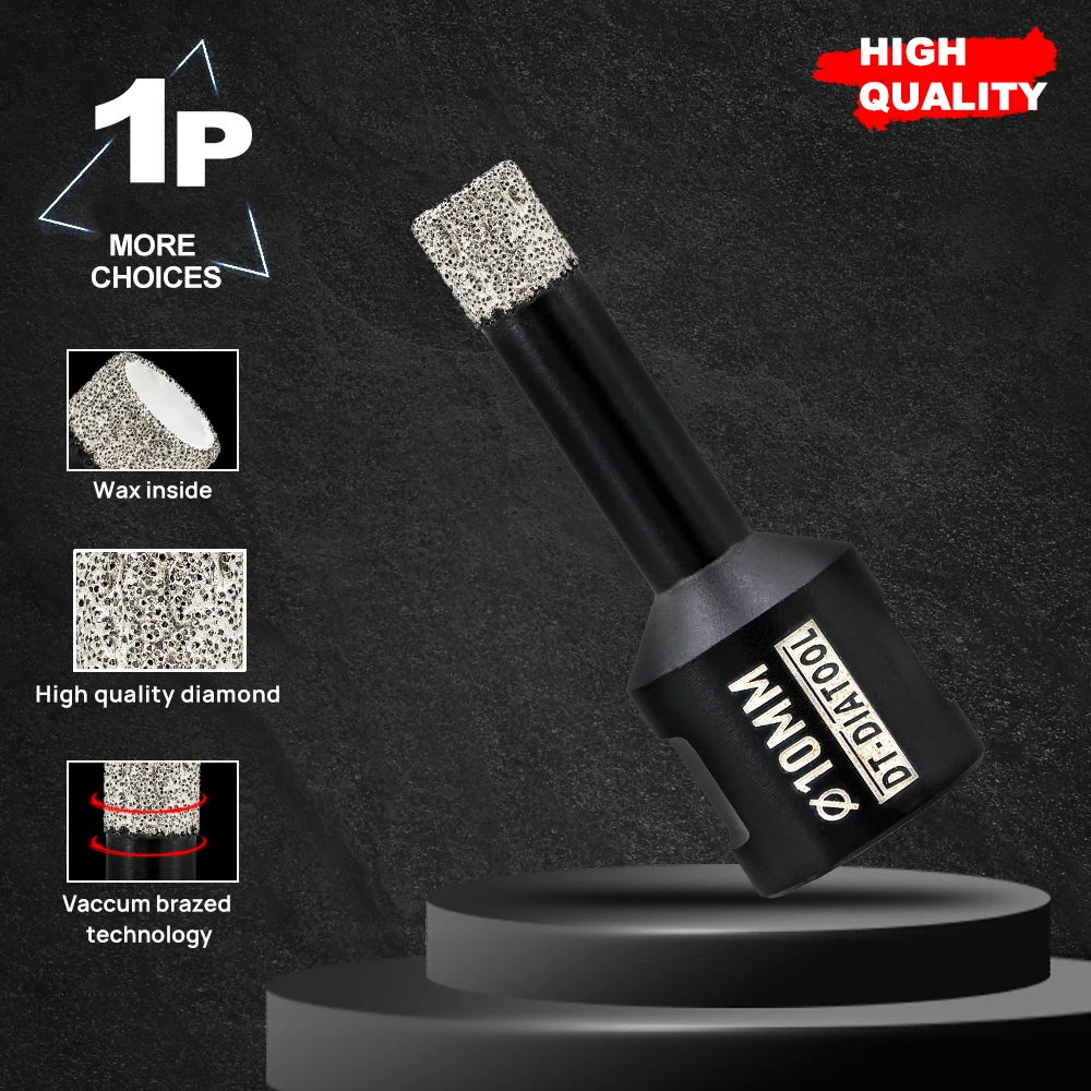 Imagem -05 - Dt-diatool-dry Diamond Core Drill Bits Telha Cerâmica Hole Saw Bits de Perfuração Granito Mármore Pedra M14 mm mm 10 mm 12 mm Peças 2