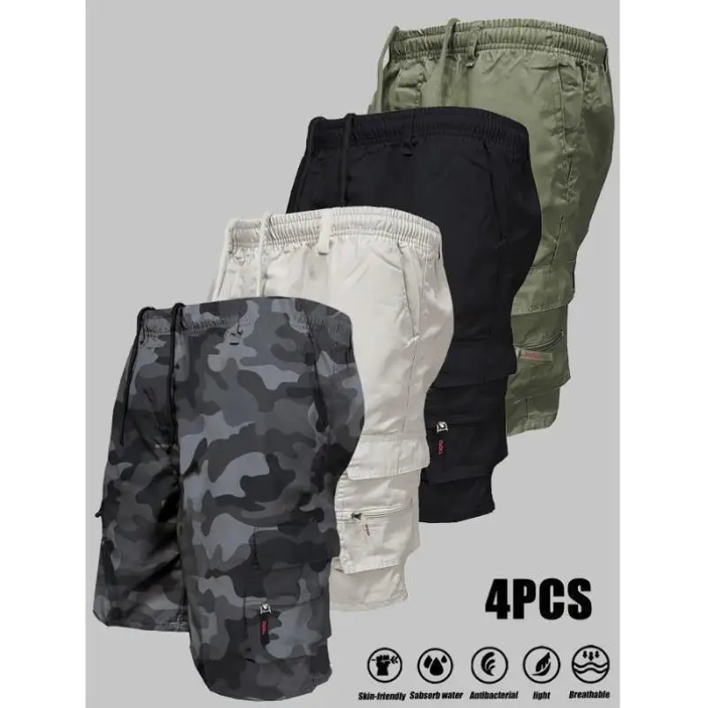 

Loose Elastic Waist Cargo orts Men's Spring Summer Ciwalk Long Pants Korean Sle Workwear ort Pants Breathable