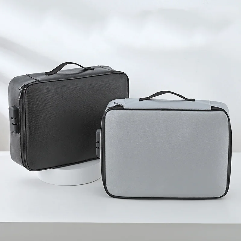 耐火ドキュメントパスワードバッグ旅行防水ファイルマネーストレージ金庫書類ジッパー安全オーガナイザー多層カードケース