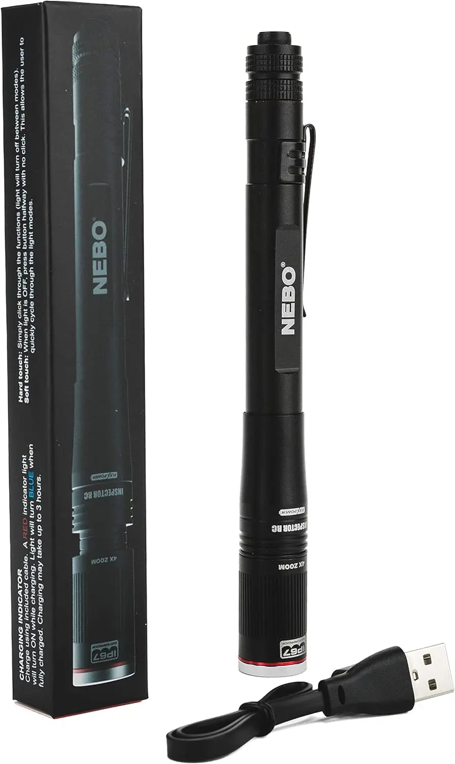 

360 Lumens Rechargeable LED Flashlight with 3 Modes, Waterproof & Durable for EDC, Includes USB Cable