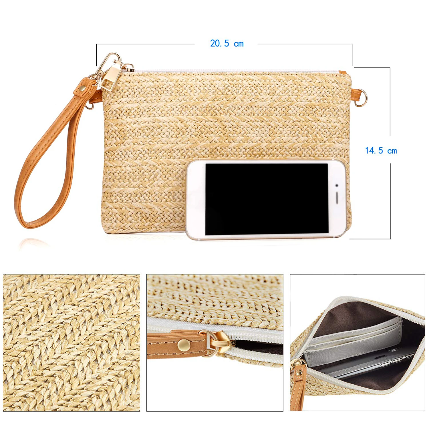 Women' S Casual Travel Straw Woven Bag Fashionable and Minimalist Large Capacity Women'S Medium-Long Wallet Clutch 01 image 3