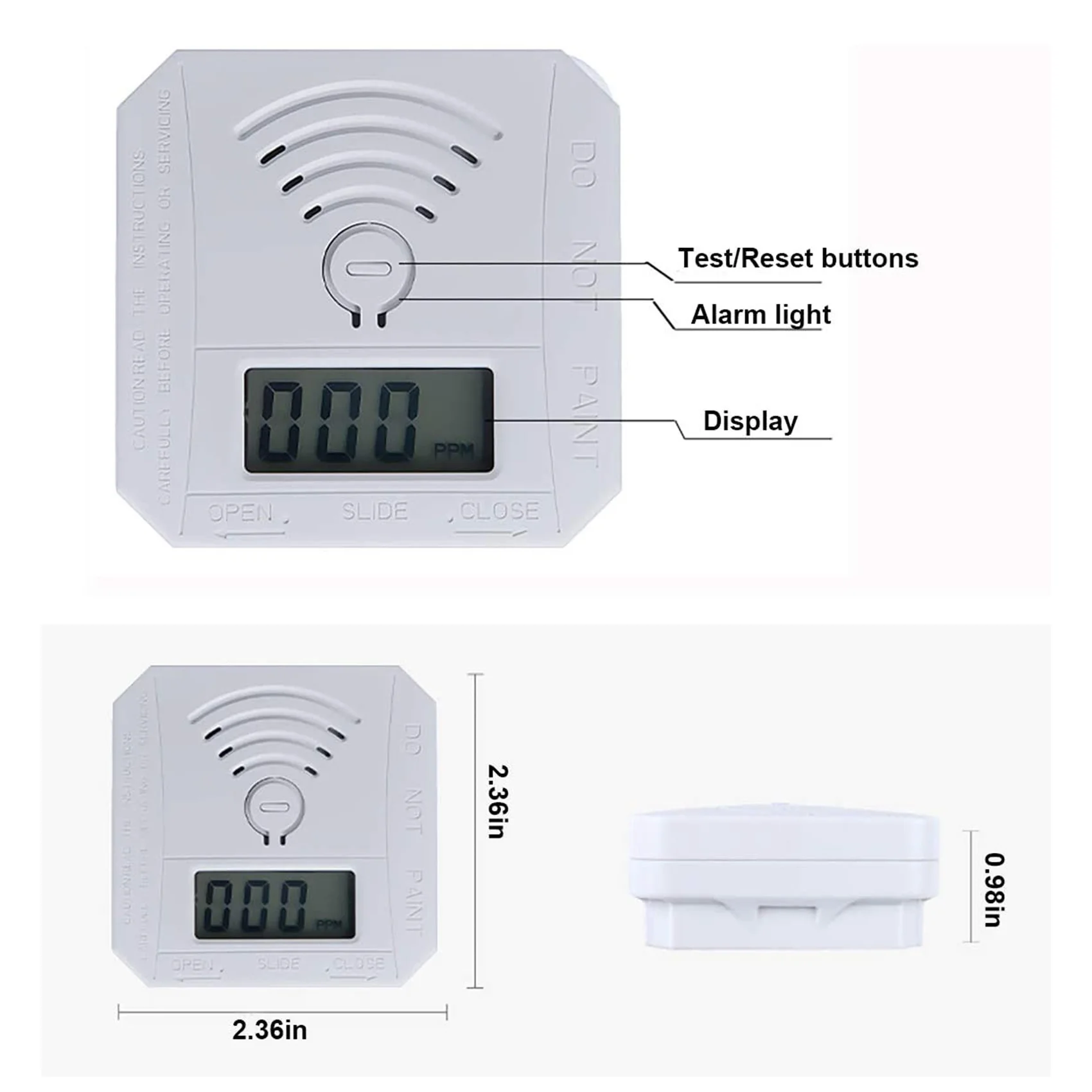 Detector do alarme do monitor do gás do monóxido de carbono, sensor do CO, quadro com padrões do UL 2034