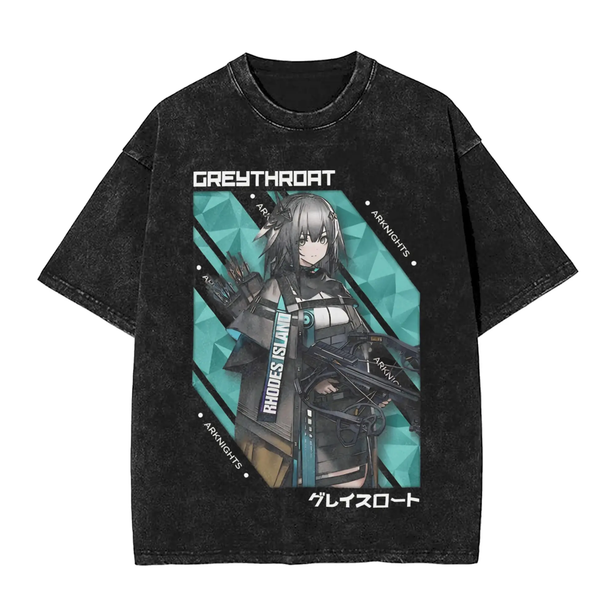 Men's Greythroat - Arknights V.1 white ver T-Shirts Tees Summer Awesome Short-Sleeve T-Shirt O Neck Hippie Print Tee Shirt Cheap