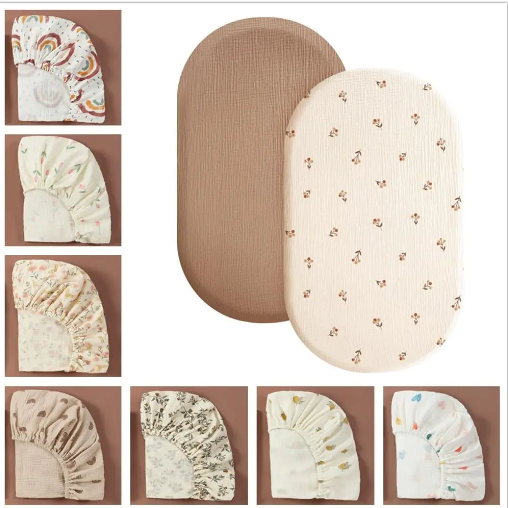 Printed Baby Fitted Bassinet Sheet Breathable Removable Crib Fitted Sheets Nursing Table Changing Pad Cover