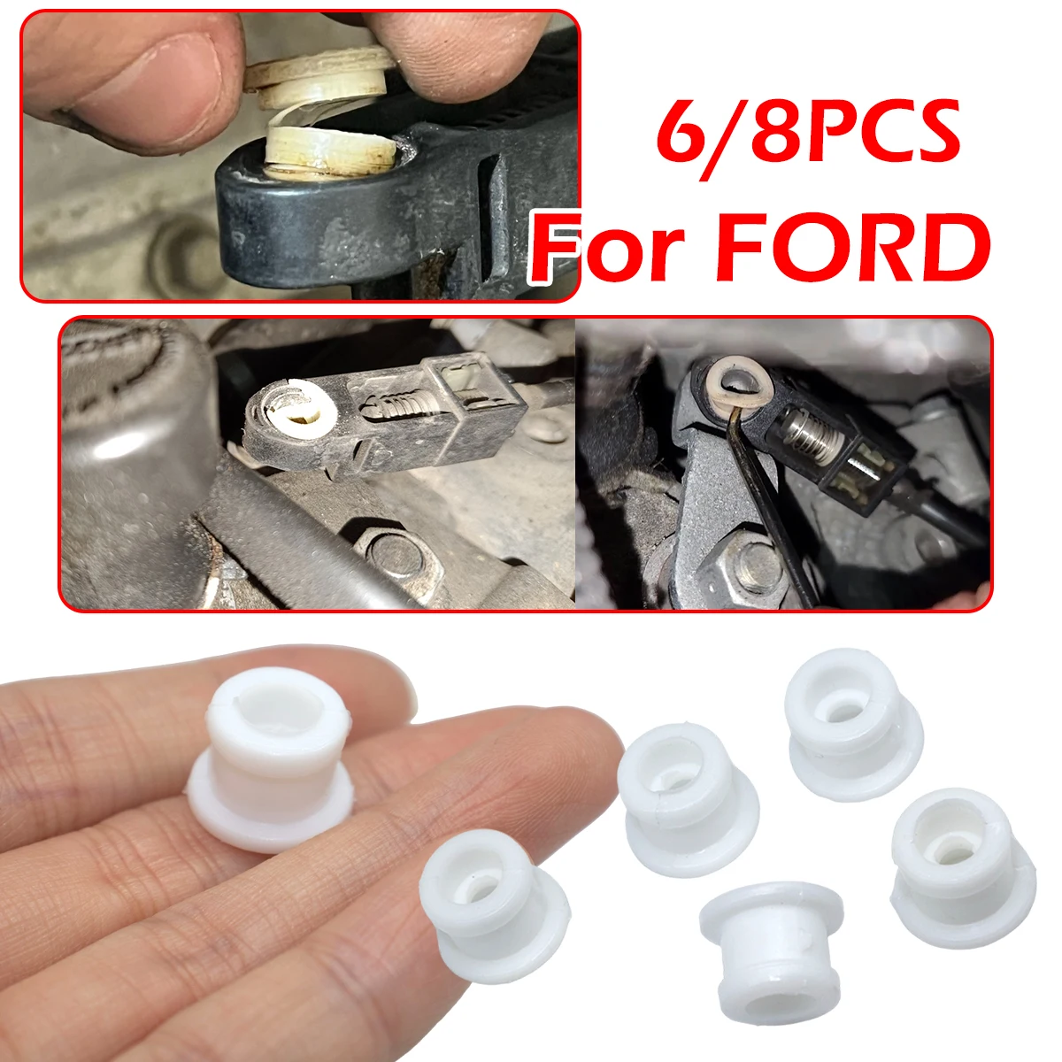 6/8PC For ford Mondeo 2013-2019 Focus MK3 Kuga Gearbox Shifter Cable Bushing AT Gear End Sleeve Grommet Repair Kit Accessories