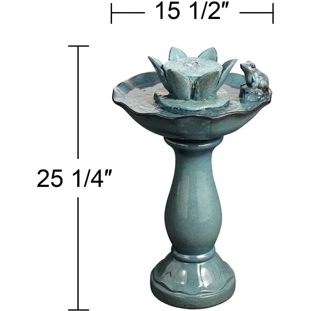 Angenehmer Teichfrosch, Lotus, moderner Wasserblasenbrunnen für den Außenbereich, 25,4 cm hohe Sockel für Garten, Terrasse, Hinterhof, Deck