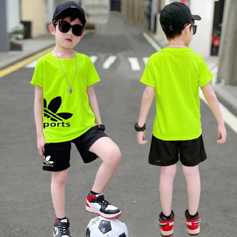 Summer Children Boy Clothes Set Teenage Girls Breathable T-Shirts And Shorts 2pcs Suit Kid Sport Top Bottom Outfits Tracksuits