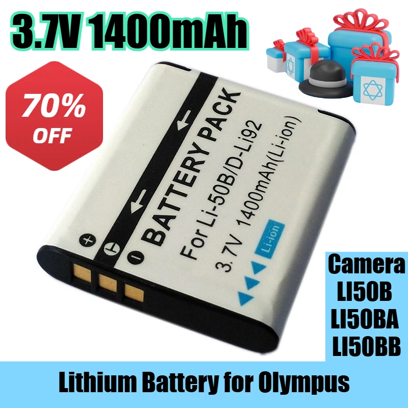 

3.7V 1400mAh Lithium Battery,for Olympus LI50B LI50BA LI50BB,Camera