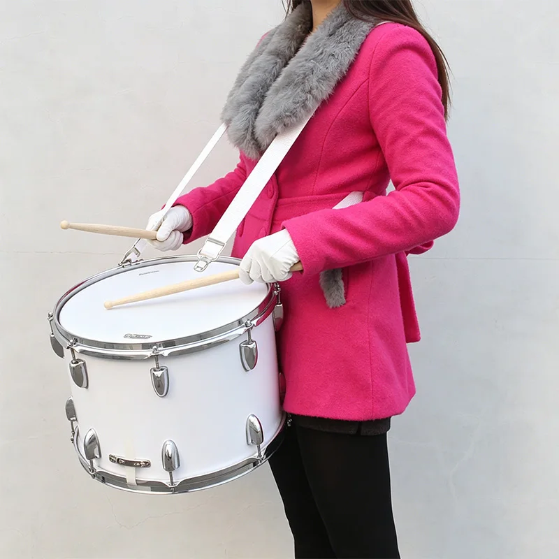 Marching  Snare Drum Made of High  Steel  White Marching Drum Percussion Instrument for  Outdoor Parade & Live Stage Performance