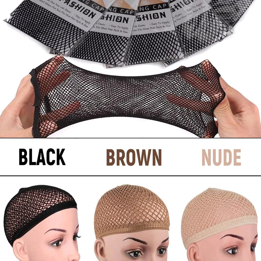 1 Pcs Perücke Kappe Gute Qualität Nylon Haar Net Mit Elastische Perücke Haar Net Mesh Weben Braun Neue Mode Für frauen