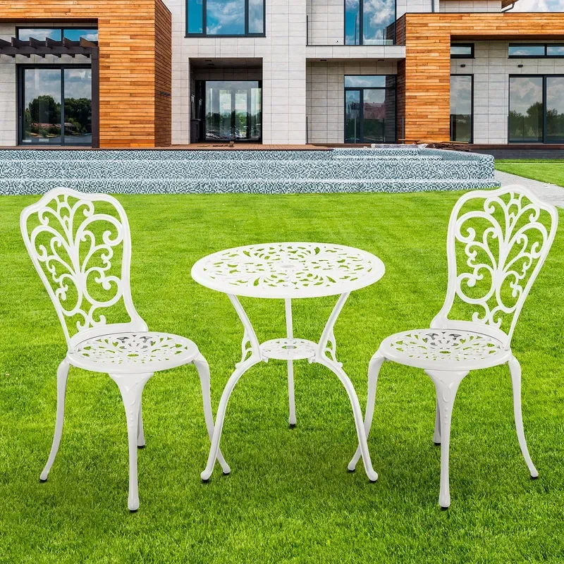 for DT003 Factory Direct Sales Household Chair Cast Aluminum Courtyard Open Air Garden Butterfly Without Armrest Three Piece