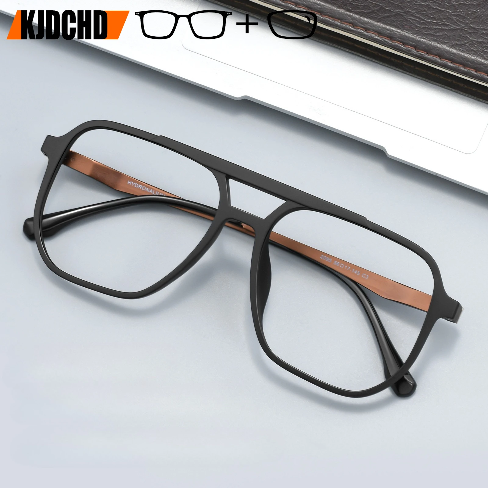 

KJDCHD Men and Women Pilot Optical Prescription Glasses Retro Big Size Myopia Hyperopia Progressive Multifocal Eyeglasses