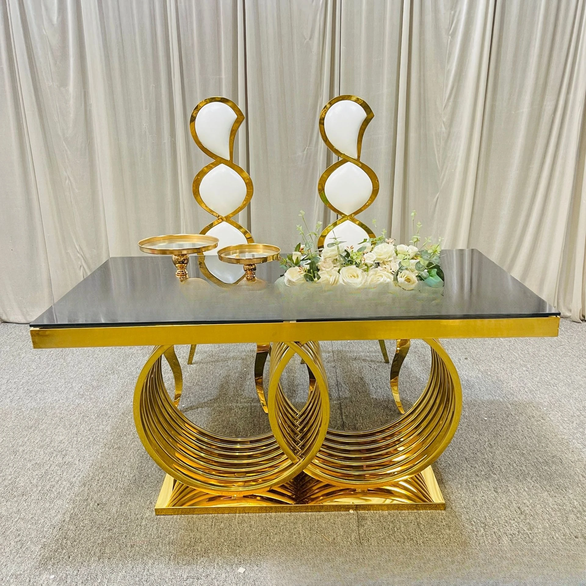 Wedding main wedding table crystal dining table, banquet dining table foreign main table, stainless