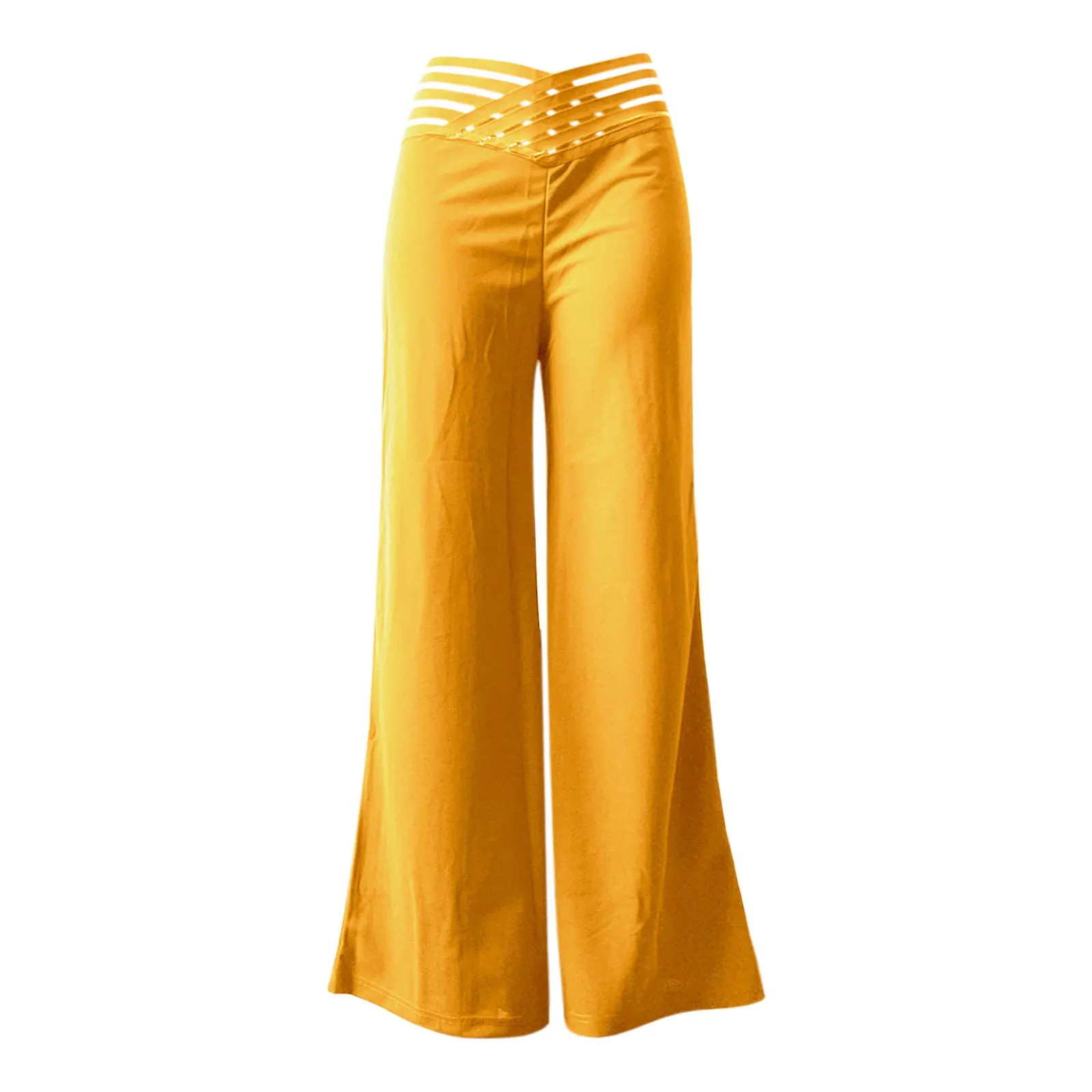 Pantaloni Slim elasticizzati da Yoga svasati estivi pantaloni a gamba larga Casual a vita alta pantaloni da donna Vintage da ufficio in tinta unita 2024