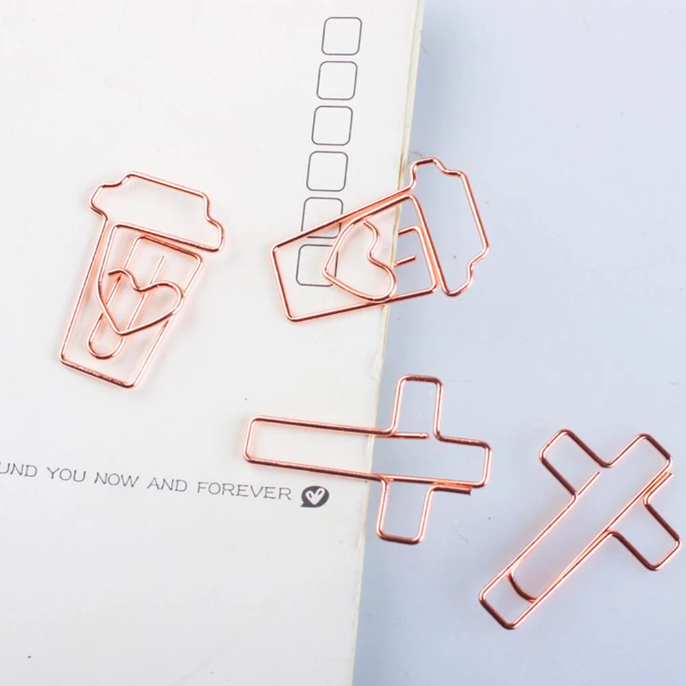 12 Pcs Paperclips Cross Memo Clamps Ornament Bible Golden Office Folder Bookmark Child