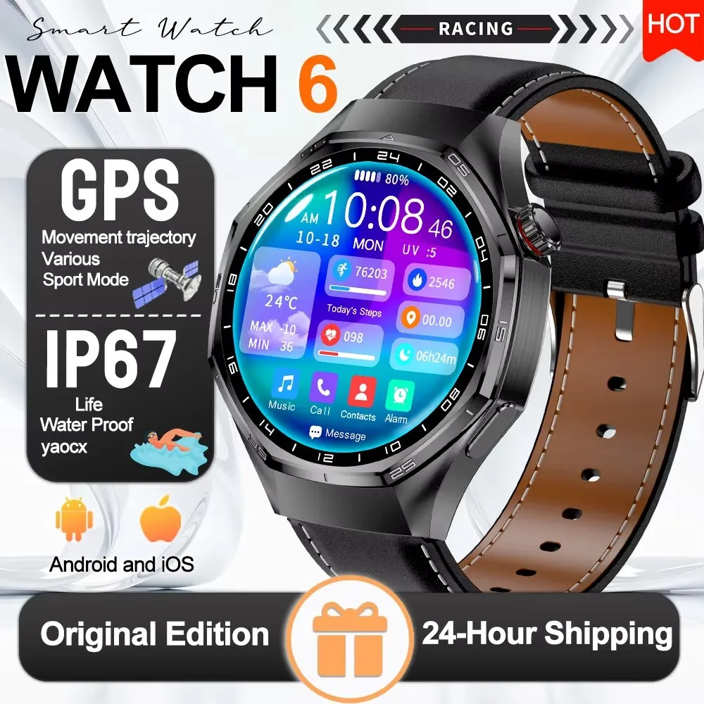 

2026 New Watch 6 Pro GPS sports Tracker smartwatch for men, Compass NFC IP68 waterproof, Bluetooth call smartwatch for women