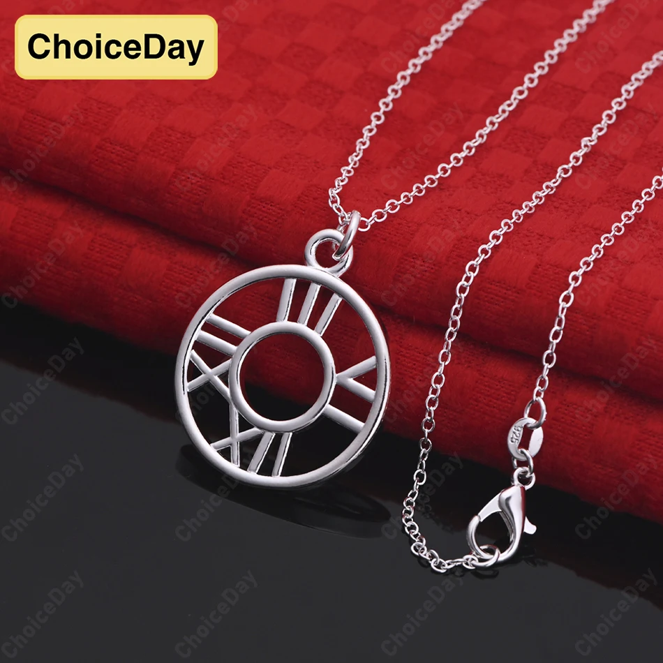 

ChoiceDay 925 Sterling Silver Exquisite Round Hollow Pendant Necklace Women Gift Party Wedding Jewelry Accessories