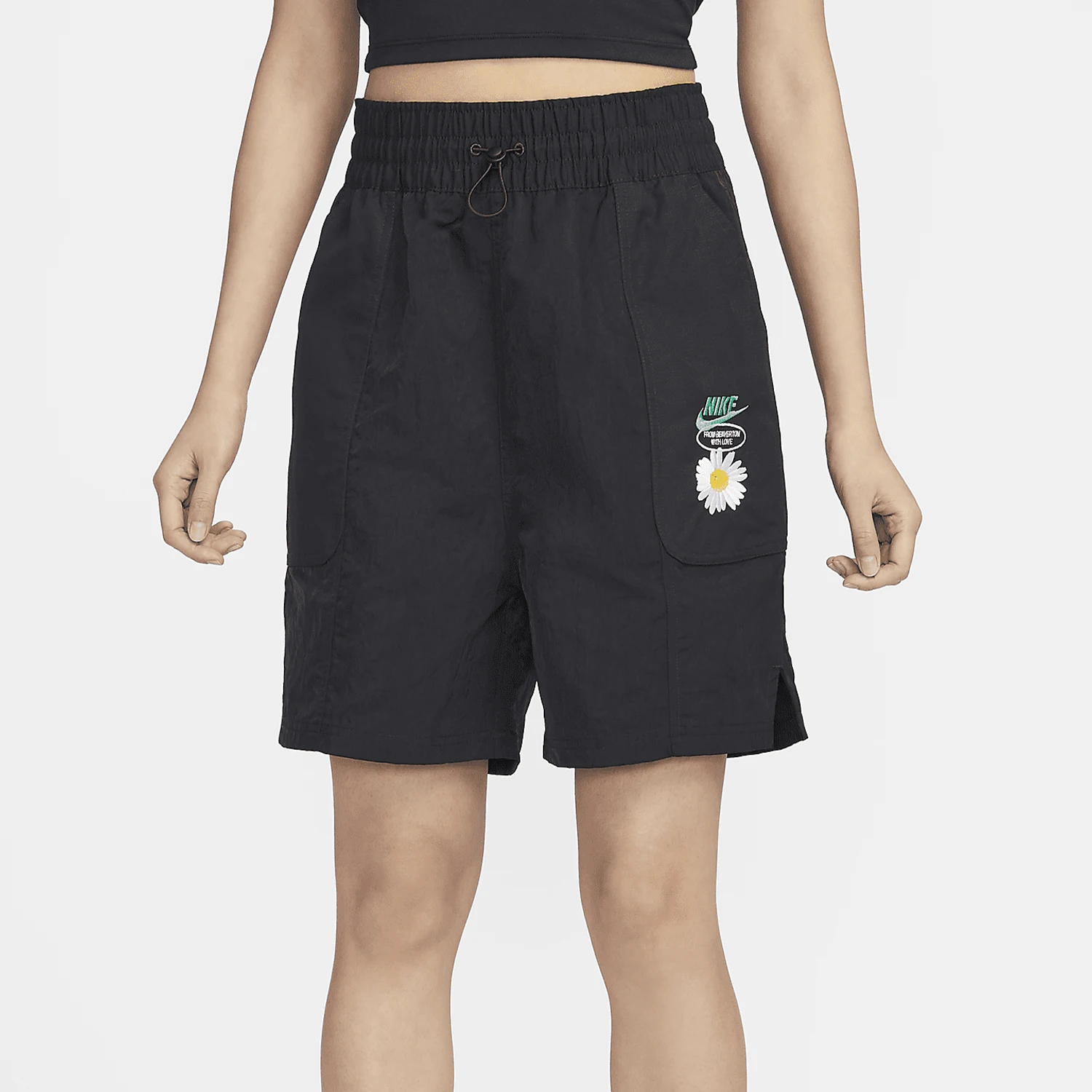 

Официальные подлинные женские тканые свободные шорты Nike с высокой талией HJ9424-010