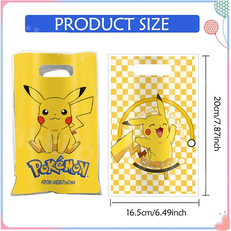 Pokemon Party Gift Bags With Handle Pikachu Goodie Bags Candy Packing Bag Loot Bag Kids Boys Girls Birthday Party Decoration