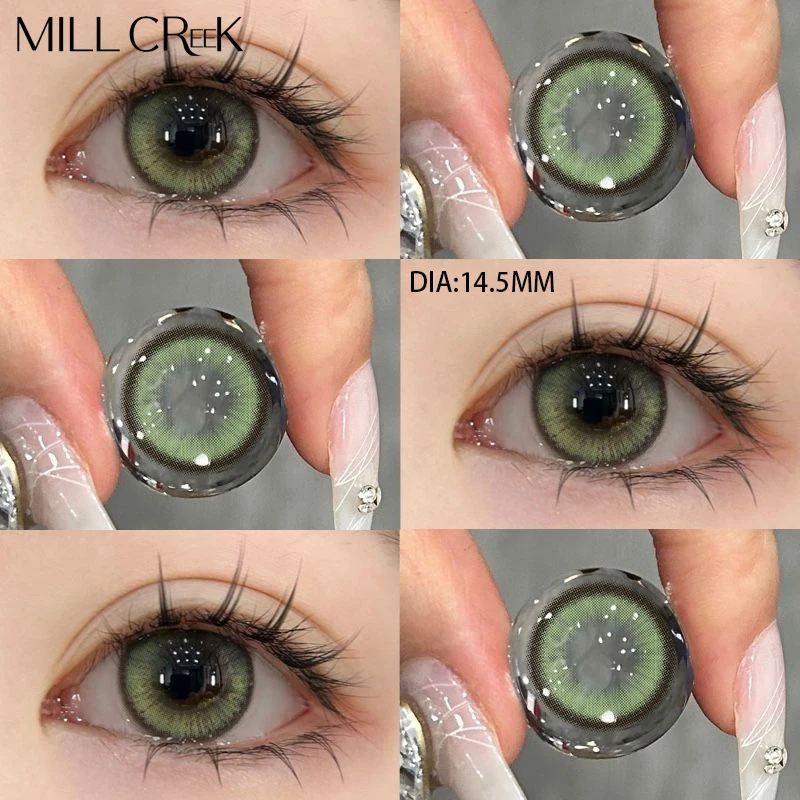 MILL CREEK Colored Contact Lenses For Eyes with Diopters Natural Cosmetics Green Blue Contact Lens Power Beautiful Pupil Yearly