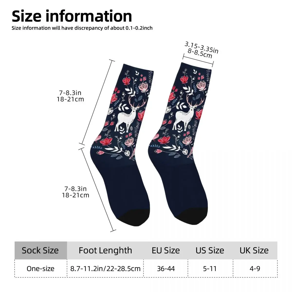 Happy Men's Socks Scandinavian Deer Vintage Harajuku Hip Hop Casual Pattern Crew Crazy Sock Gift Printed