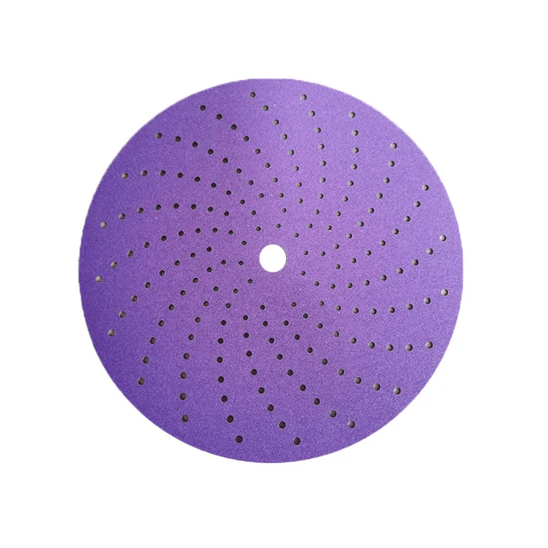 6-inch perforated purple cyclone dry sanding paper dry grinding round flocking car sanding putty backing sand 50 sheets